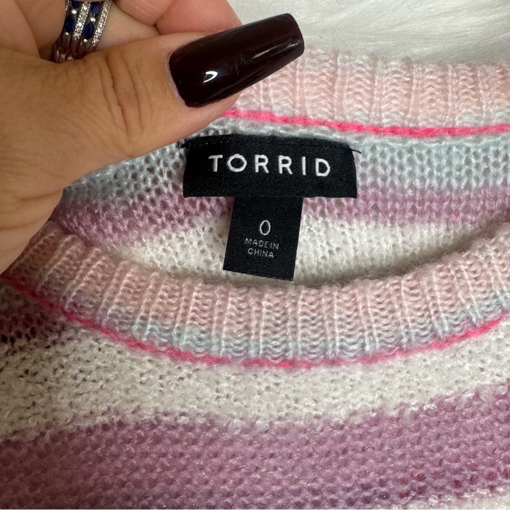 Torrid Multicolor Stripe Pullover Drop Shoulder S… - image 3